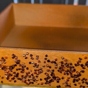 Reimagined hand painted orange glitter glam box 9x9x2
